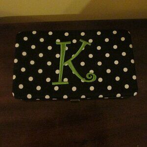 Initial Letter "K" Black Full Size Wallet with Magnetic Closure -NEW W TAGS!